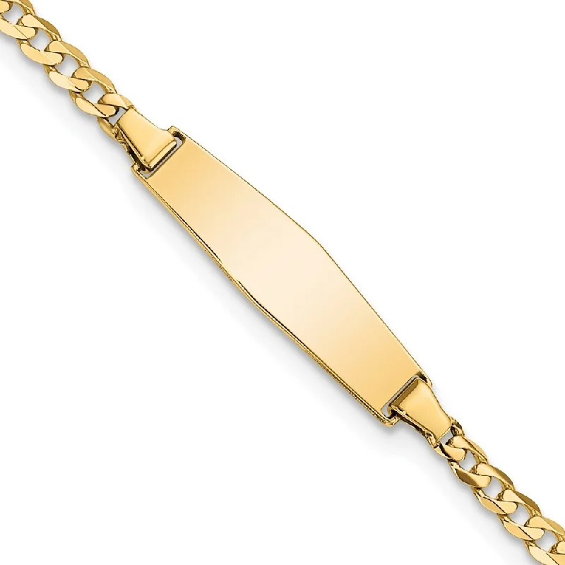 Light wood bangles-14k Yellow Gold 5.5mm Baby Soft Diamond Shape Curb ID Bracelet, 6"