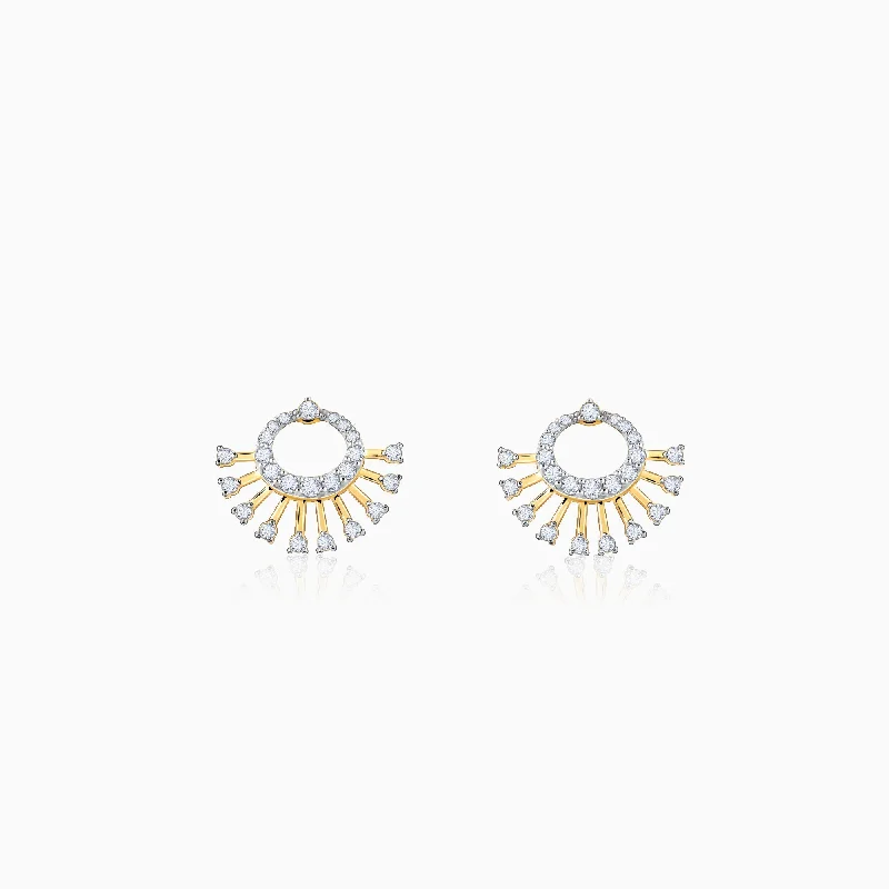 Cotton cord earrings-Gold Bella Aura Diamond Earrings