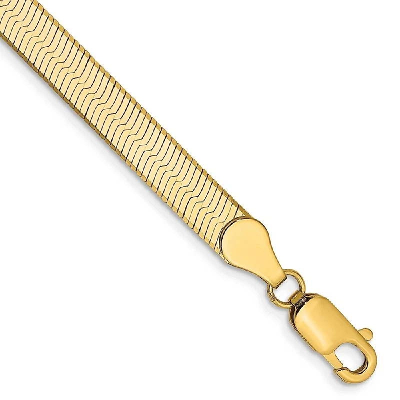 Reef knot bangles-14k Yellow Gold 5mm Silky Herringbone Chain Bracelet, 7"