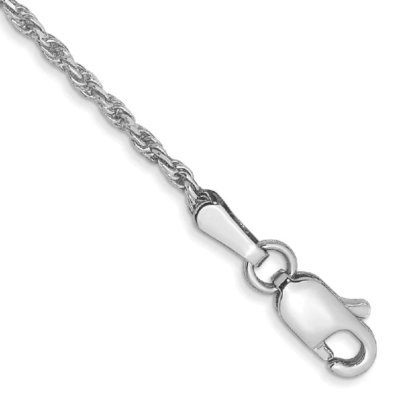 Chunky stone bangles-10k White Gold 1.3mm Diamond-Cut Machine Made Rope Chain Bracelet, 7"