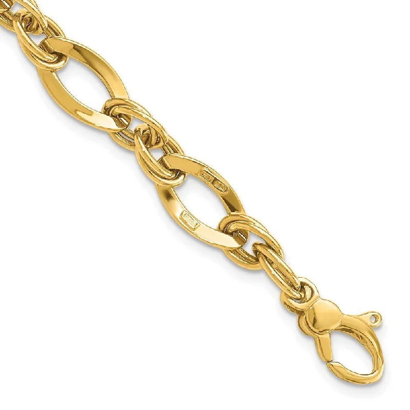 Playful bangles-14k Yellow Gold 7.75mm Fancy Link Bracelet, 8.25"