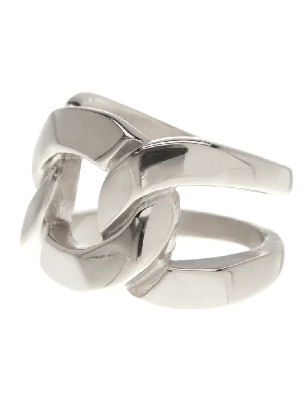 Spinel cut rings-Silver Tone Linked Knot Ring