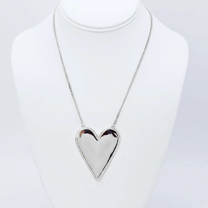 Round stone necklaces-Big Love Silver Necklace D69