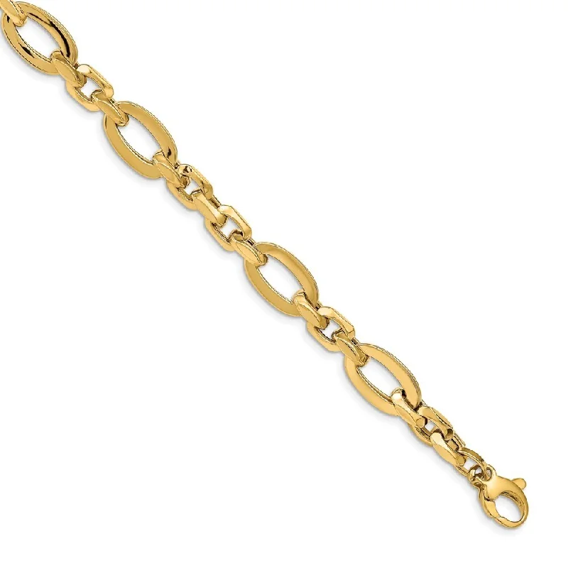 Tri-tone bangles-14k Yellow Gold 9mm Polished Link Bracelet, 8.25"