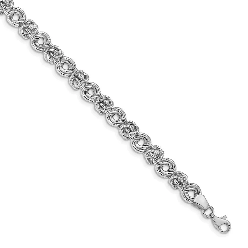 Pure crystal bangles-14k White Gold 6.5mm Fancy LinkBracelet, 7.5"