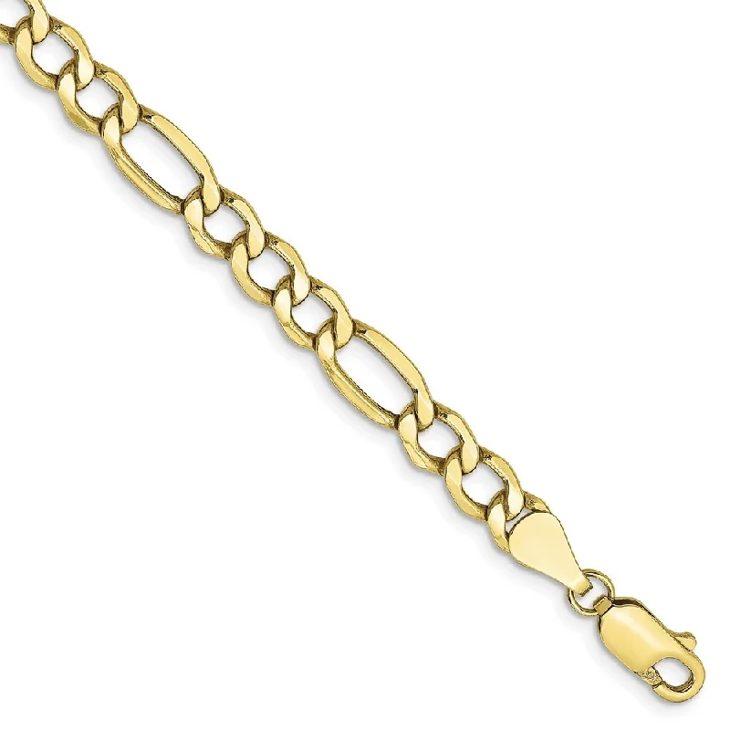 Rustic lock bangles-10k Yellow Gold 5.35mm Semi-Solid Figaro Chain Bracelet, 7"