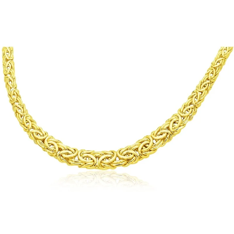 Fine bead necklaces-14k Yellow Gold Byzantine Chain Graduated Style Necklace