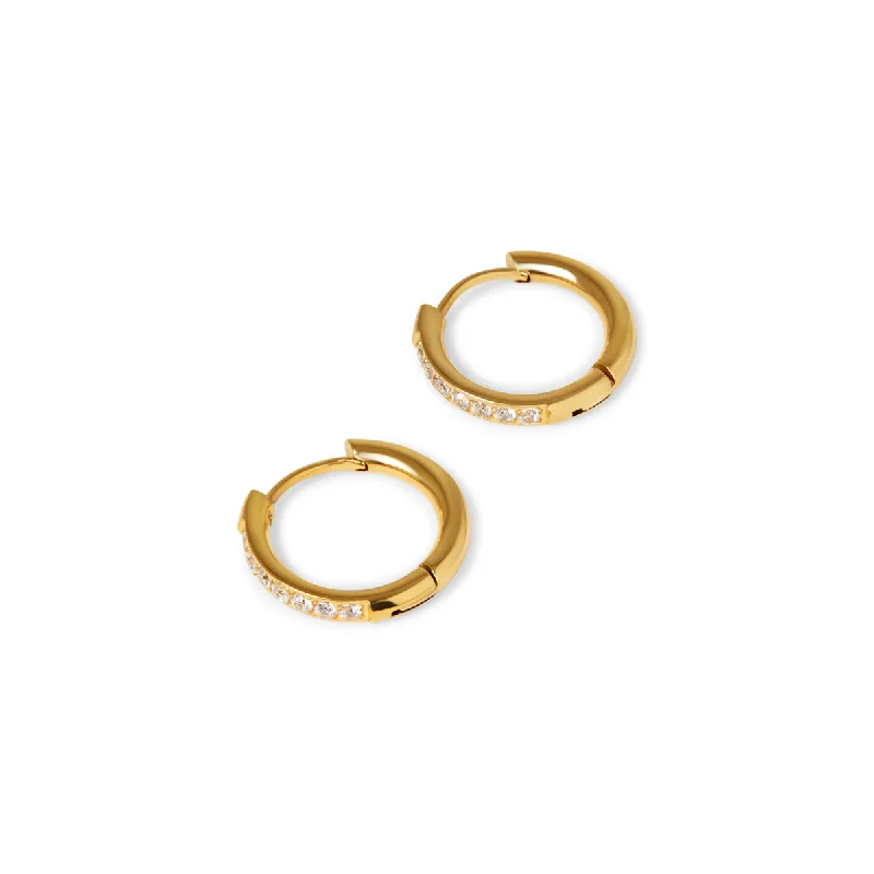 Full moon earrings-Arielle Stone Hoop Earrings - Gold