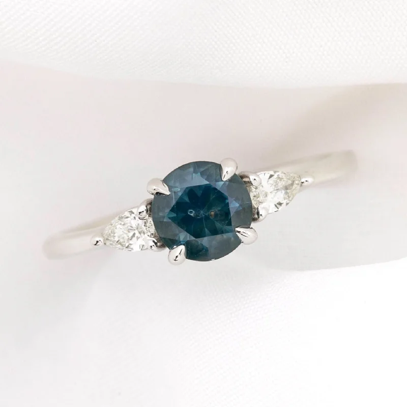 Pink quartz engagement rings-Olivia Ring 1.01ct Blue Montana Sapphire, 14k White Gold (One of a kind)