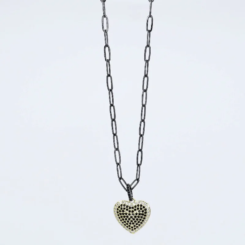 Oak wood necklaces-You Got My Heart Black Necklace J8