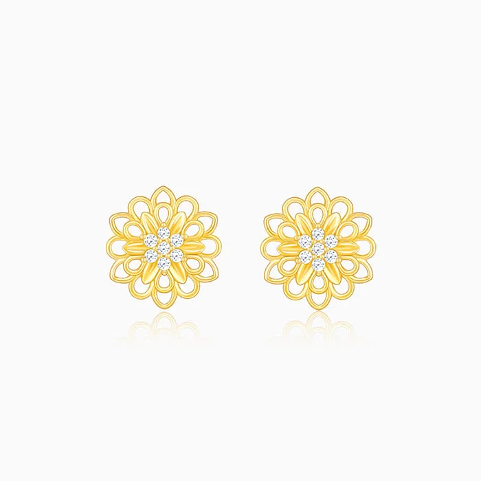 Bead braid earrings-Anushka Sharma Golden Blooming Flower Stud Earrings