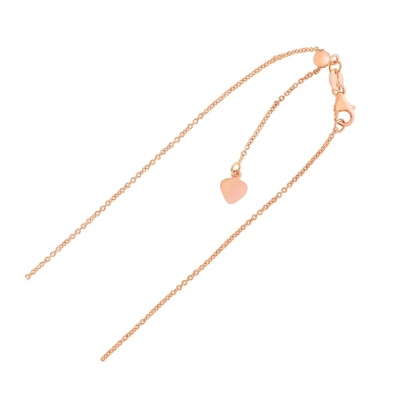 Coiled thread necklaces-Adjustable Cable Chain Necklace in 14k Rose Gold (1.0mm) 22" Inches