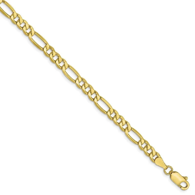 Woven cord bangles-10k Yellow Gold 4.75mm Semi-Solid Figaro Chain Bracelet, 7"