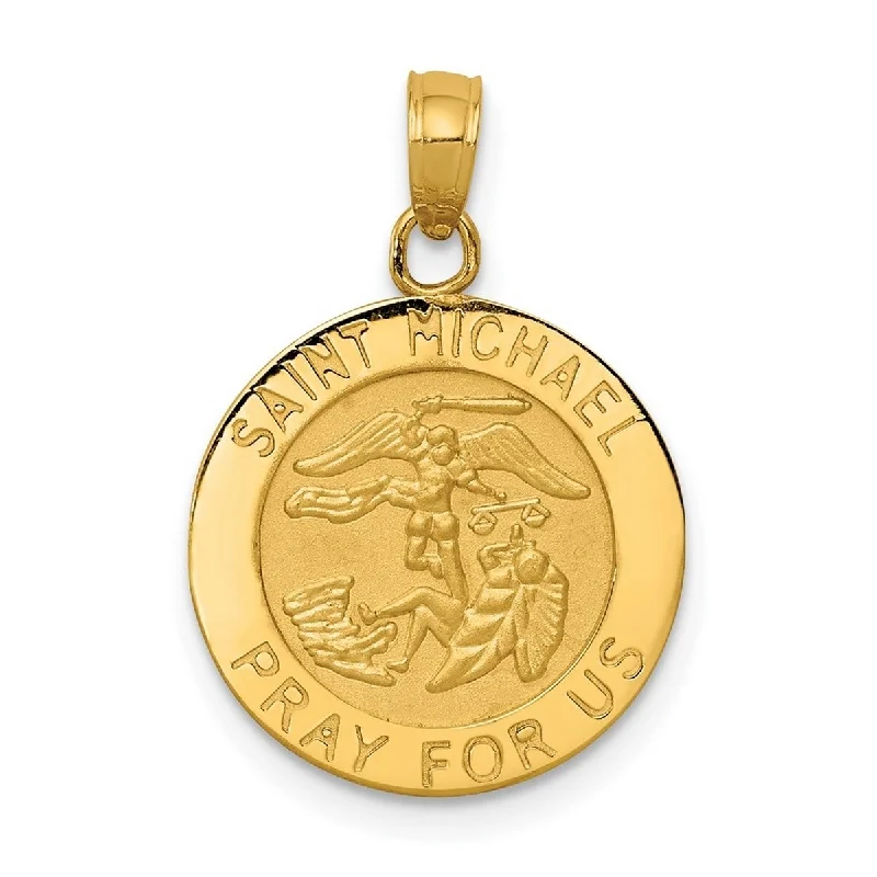 Tide pattern necklaces-Curata 14k Yellow Gold 18" 21mm Saint Michael Medal Pendant Necklace Necklace