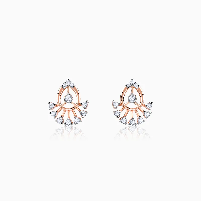 Swirl shape earrings-Rose Gold Glowtide Diamond Earrings