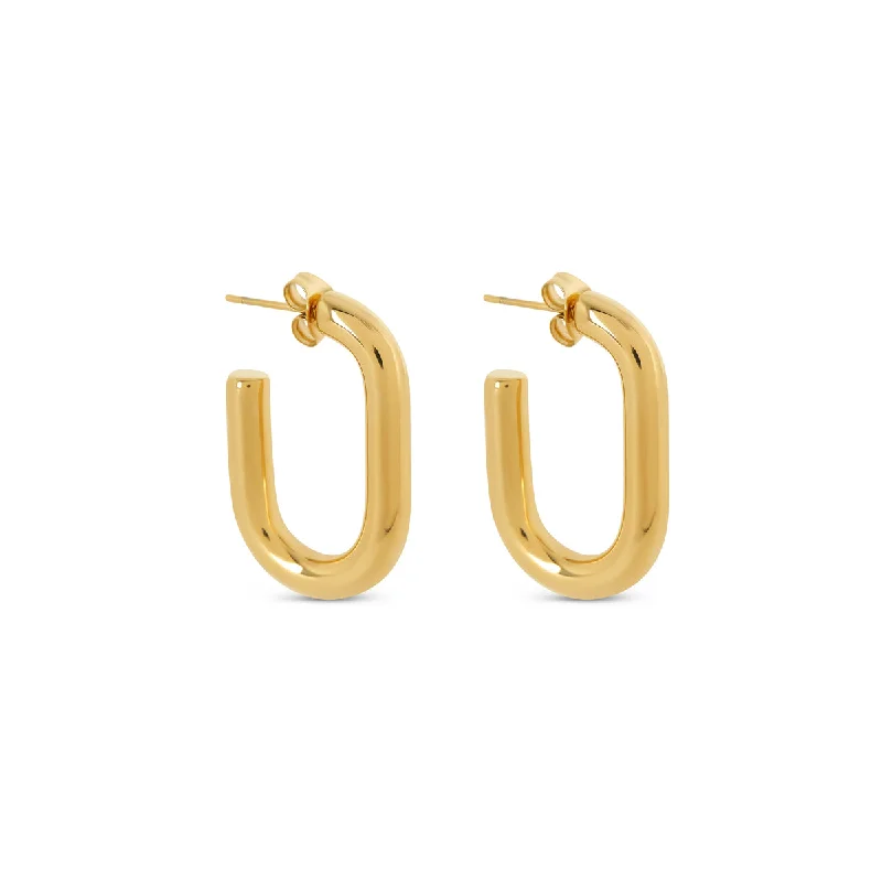 Sleek drop earrings-Piper Hoop Earrings - Gold