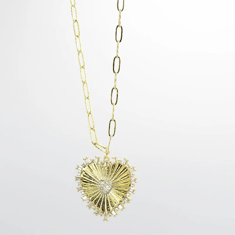 Spinel necklaces-Mama Heart Gold Necklace J41