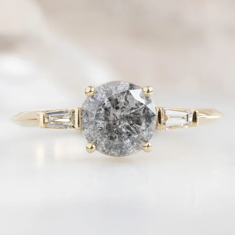 Pure star engagement rings-The Ash Ring | 1.22ct Round Salt and Pepper Diamond in 14K Yellow Gold