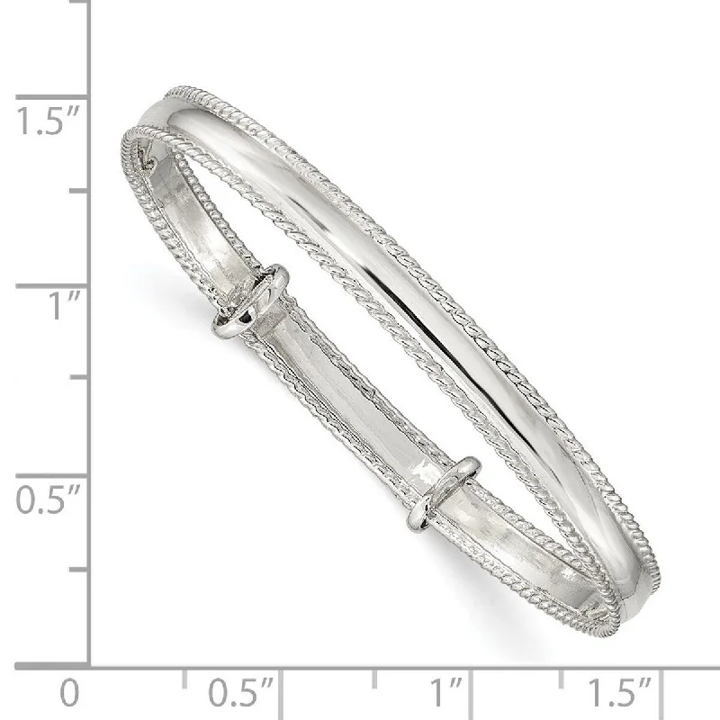 Surf theme bangles-Curata 925 Sterling Silver Children's 6" 4.75mm Miligrain Adjustable Bangle Bracelet