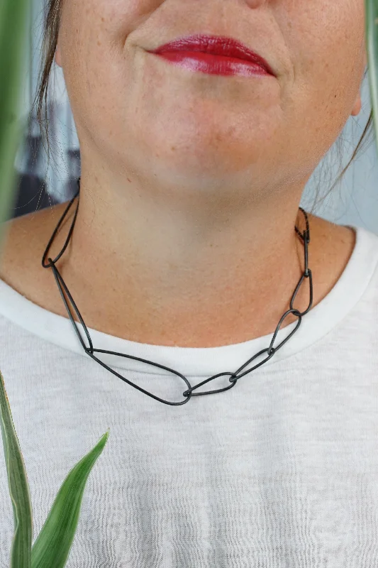 Haze glass necklaces-Midi Modular Necklace No. 3 in steel