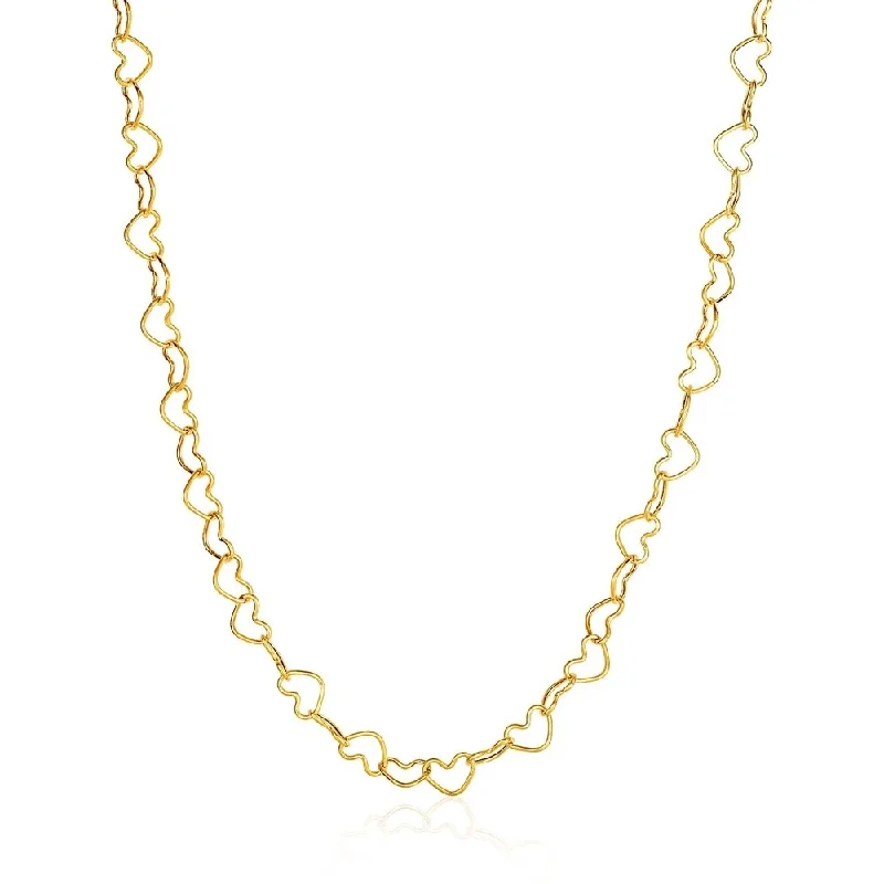 Smooth pendant necklaces-14k Yellow Gold Open Heart Link Necklace