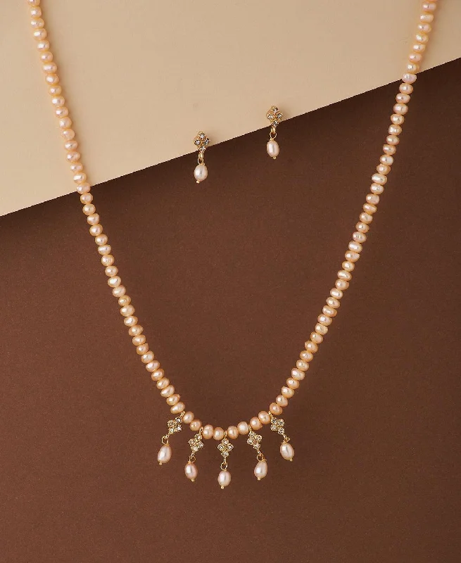 Regency style necklaces-Pretty Real Pearl Necklace Set