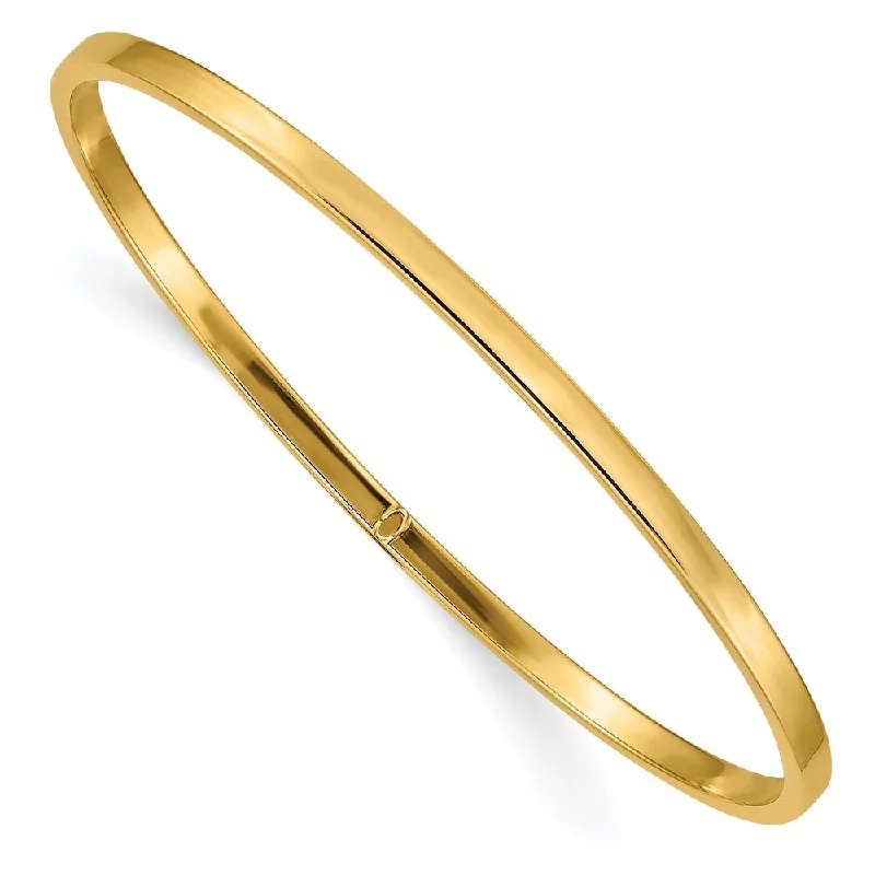 Wide chain bangles-14k Yellow Gold 3mm Square Tube Slip-on Bangle Bracelet, 8"