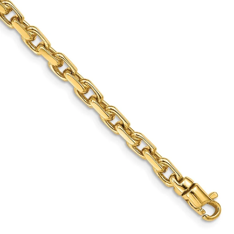 Rustic lock bangles-14k Yellow Gold 4.2mm Hand-Polished Fancy Link Chain Bracelet, 7"