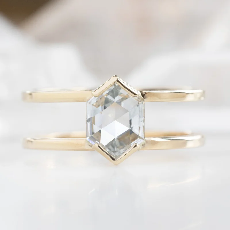 Minimalist band engagement rings-The Poppy Ring | 0.59ct Hexagon White Diamond in 14K Yellow Gold