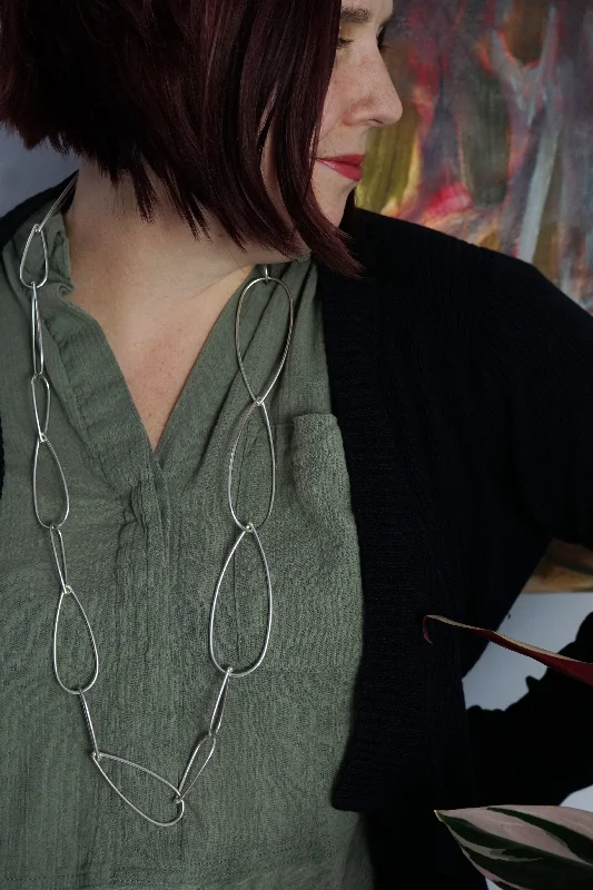 Thin yarn necklaces-Modular Necklace No. 5 in silver