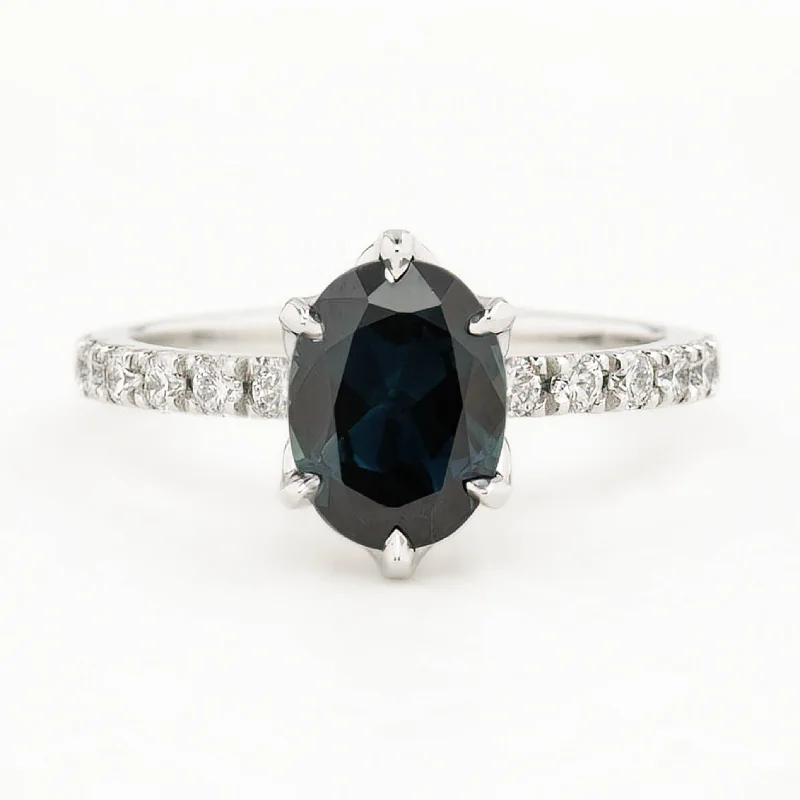 Vibrant enamel engagement rings-GIA Certified 2.39ct Deep Teal Blue Queensland Sapphire Maria Luxe Ring, Platinum (One of a kind)