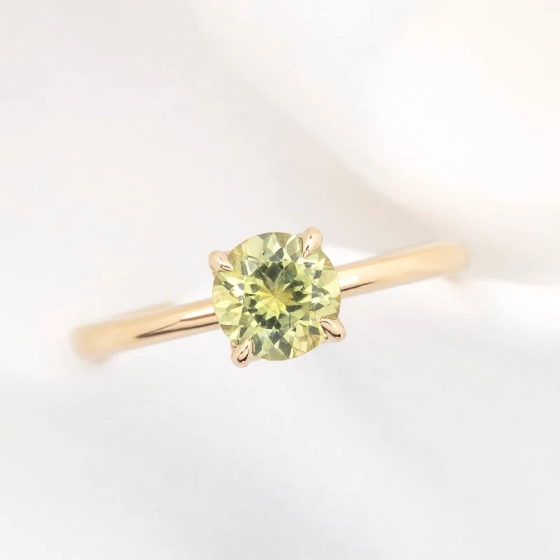 Organic form engagement rings-Sara Ring 1.17ct Yellow Green Montana Sapphire, 14k Yellow Gold (One of a kind)