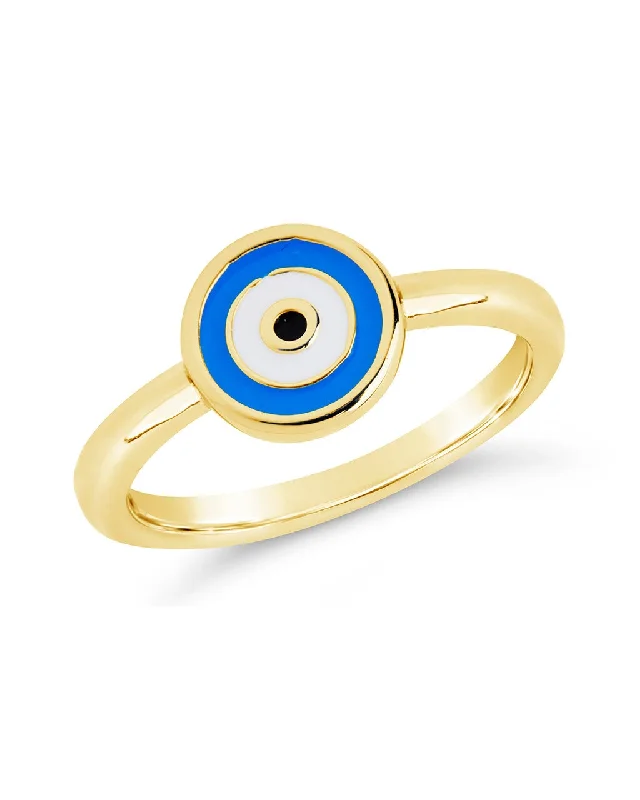 Vine carved rings-Sibyl Enamel Evil Eye Ring