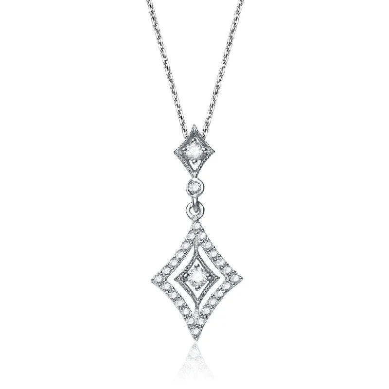 Tight clasp necklaces-Sterling Silver Cubic Zirconia Shape Necklace