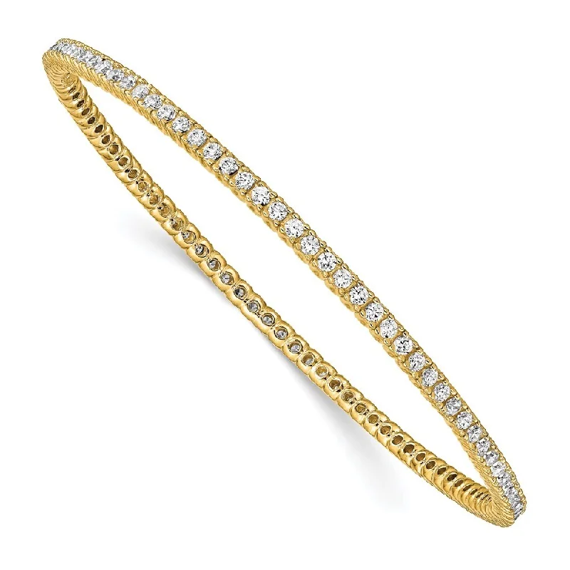 Thread wrap bangles-925 Sterling Silver Gold-tone 93 Stone Cubic Zirconia Bangle Bracelet