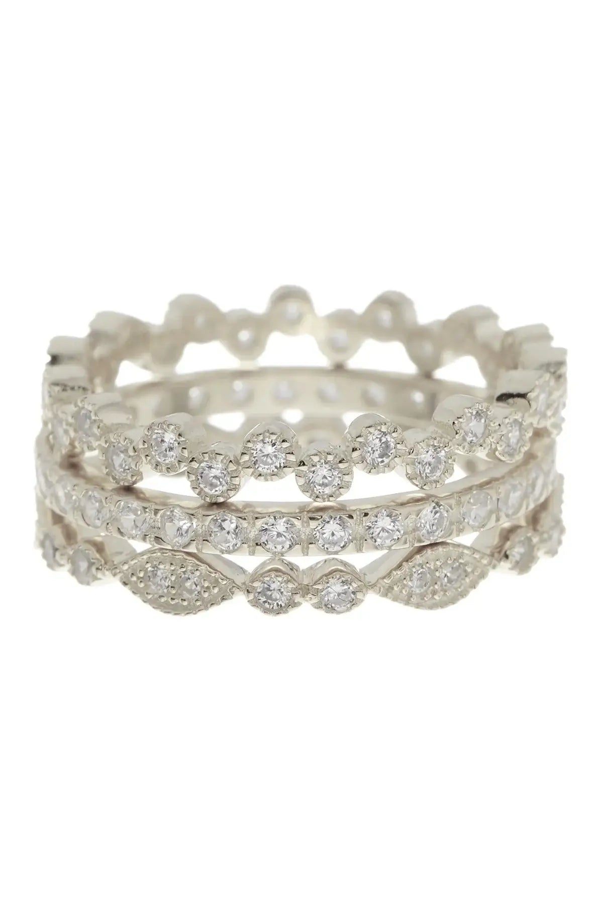 Glossy band rings-Silver and Gold Stackable Cubic Zirconia Ring