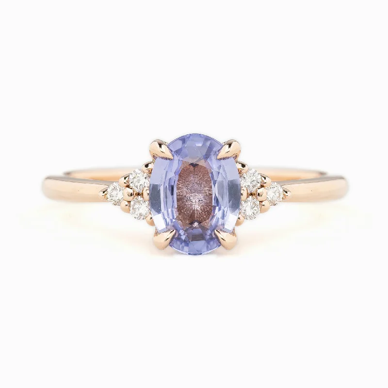 Princess cut engagement rings-Teresa Ring 1.13ct Blue Unheated Sapphire, 14k Rose Gold (One of a kind)