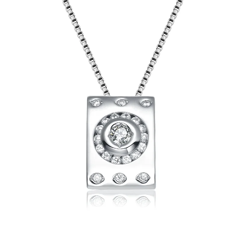 Linen cord necklaces-Sterling Silver Cubic Zirconia Relic Necklace