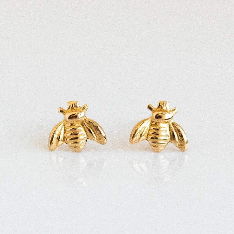 Ruby stud earrings-Golden Bee Earrings