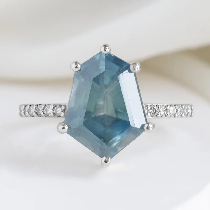 Full moon engagement rings-The Willow Luxe | 3.98ct Geometric Sapphire in 18K White Gold