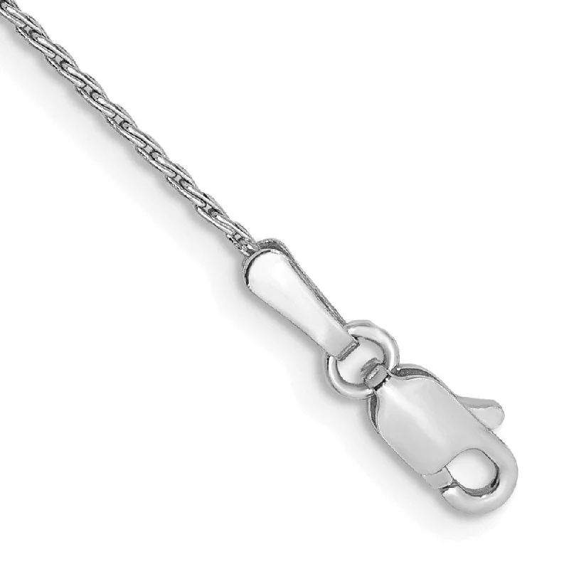 Wide chain bangles-14k White Gold 1mm Round Parisian Wheat Chain Bracelet, 7"