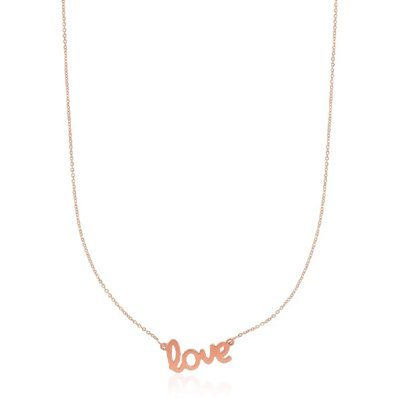 Reed weave necklaces-14k Rose Gold Script LOVE Necklace