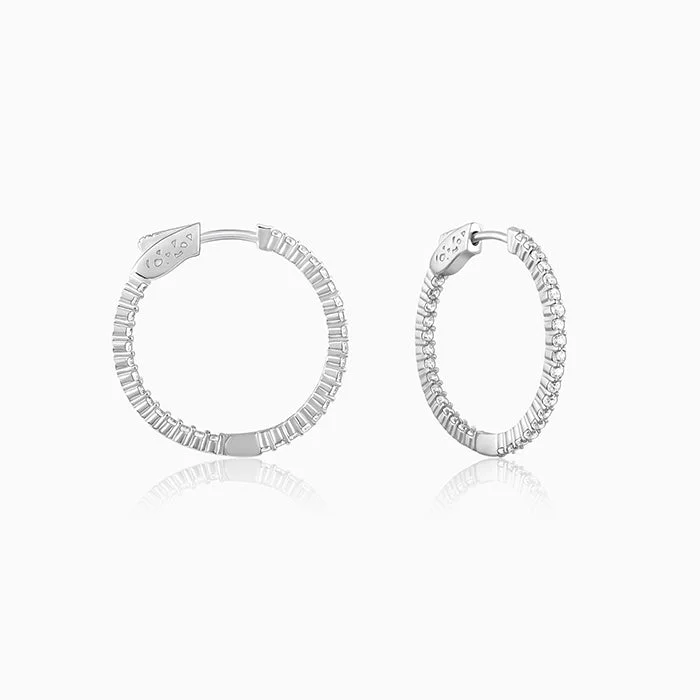 Square stud earrings-Silver Enchanted Radiance Hoops