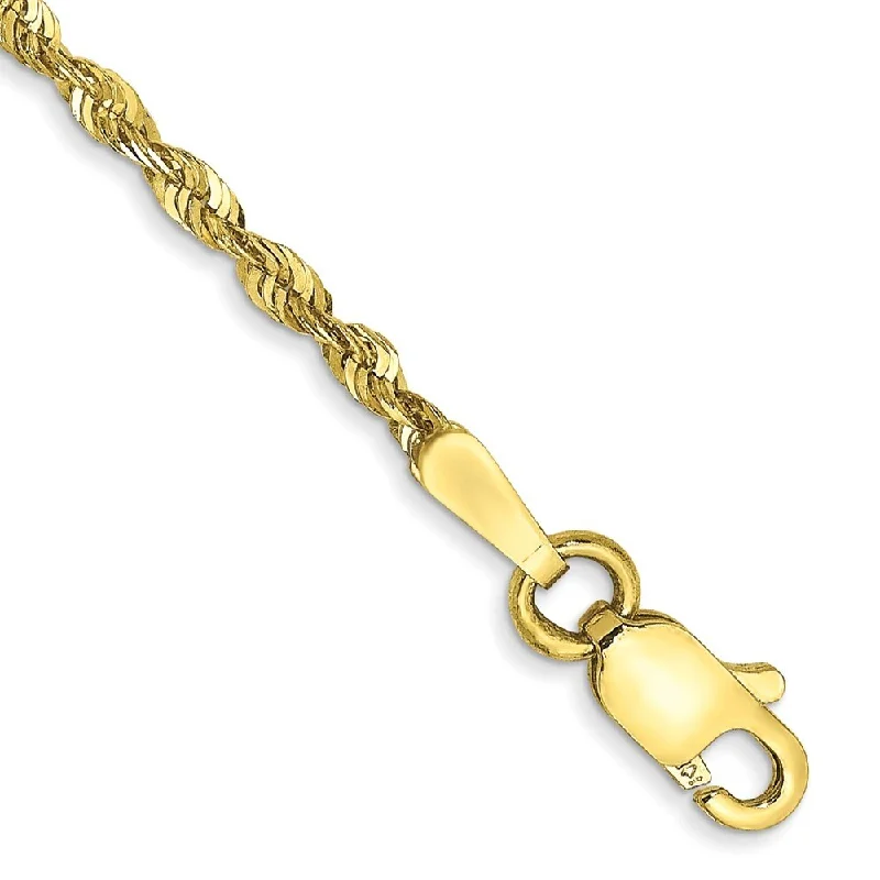 Surf bead bangles-10k Yellow Gold 1.8mm Extra-Light Diamond-Cut Rope Chain Bracelet, 6"