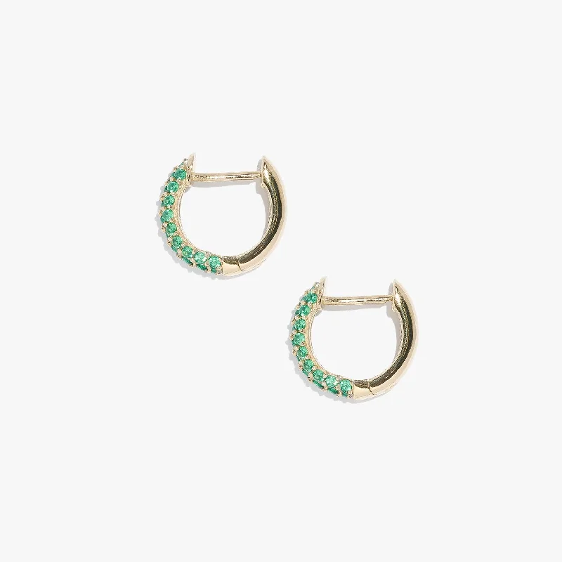 Wide statement earrings-FINAL SALE Emerald Supernova Huggies - (Pair)