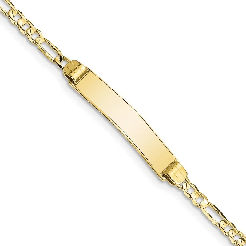 Subtle filigree bangles-10k Yellow Gold Figaro Link ID Bracelet, 7" (W-5.25mm)