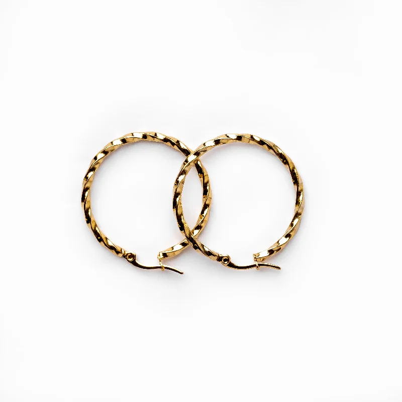 Rough texture earrings-Zuri Hoop Earrings - Gold