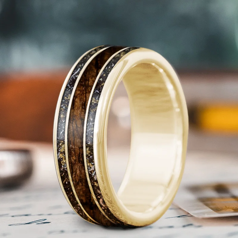 Bamboo style rings-Custom Design - 3-Inlay Wide Center Ring QnjivExfG7QuVIu-HZoxcRfe