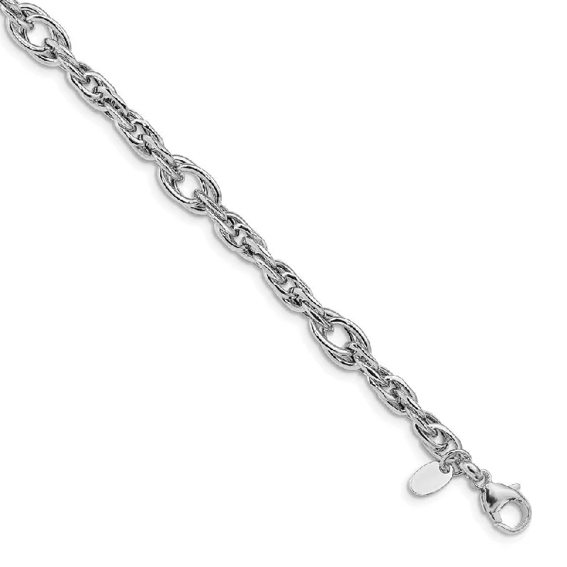 Full moon bangles-14k White Gold 6mm Link Bracelet, 7.5"