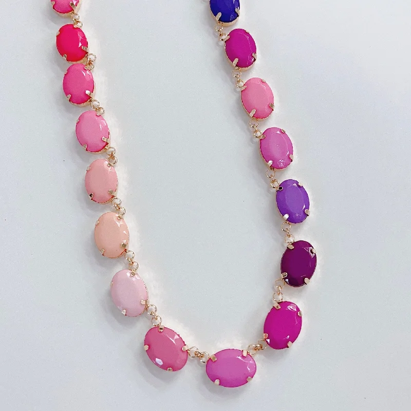 Amethyst stone necklaces-Michelle Bubble Pink Necklace L11